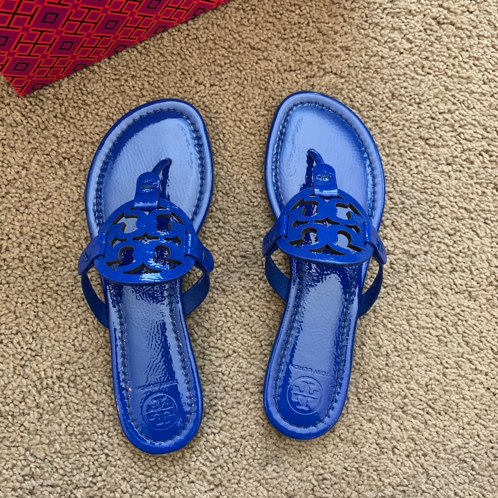 NEW 7.5 Tory Burch Miller Sandals Nautical Blue - Picture 9 of 13